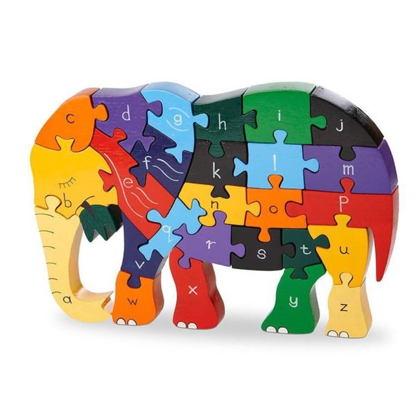 Handmade Wooden Elephant Alphabet Jigsaw