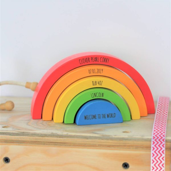 Personalised Wooden Rainbow Building Blocks For Kids