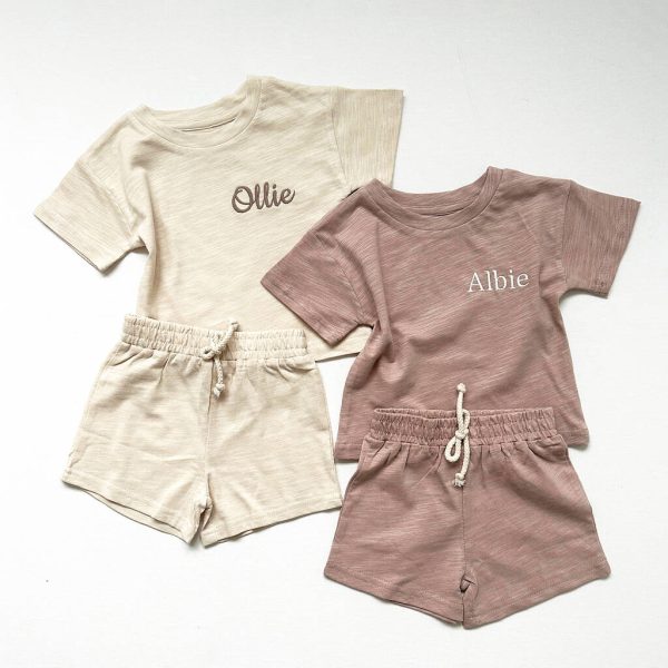 Personalised Organic Cotton Shorts Set Summer Holidays